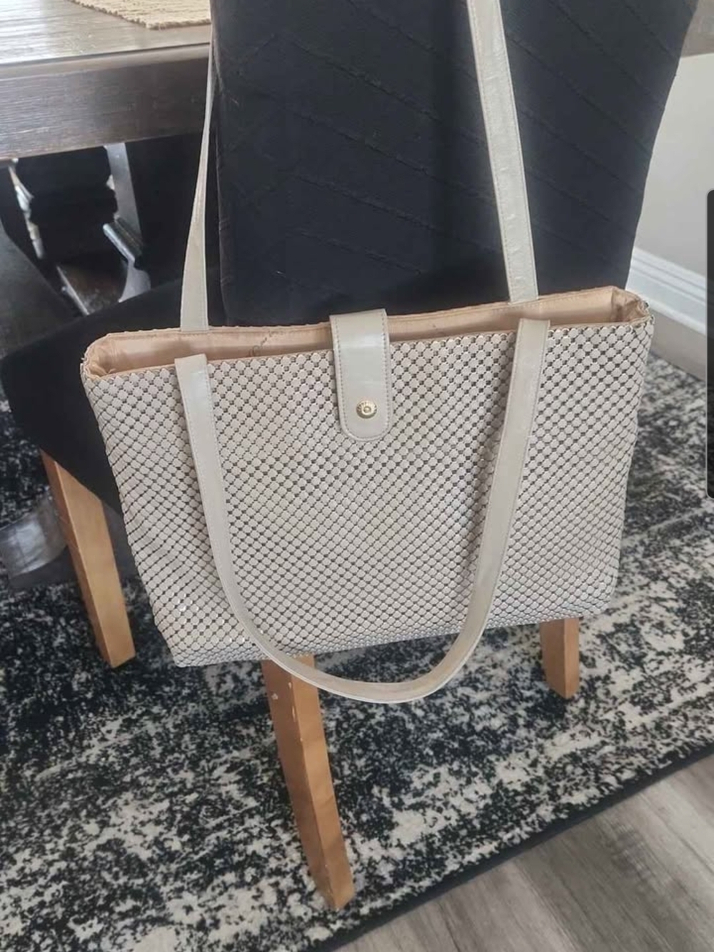 Neutral Beige Woven Tote Handbag